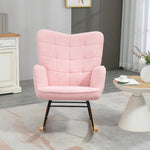 Fauteuil à bascule rocking chair revêtement bouclette structure en acier 71 x 98 x 101 cm rose