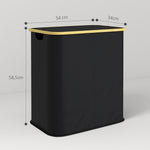 Panier à linge double pliable 80 L corbeille à linge sale avec couvercle, poignées rainurées, noir