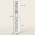 Meuble colonne salle de bain, meuble de rangement, 2 portes, tiroir, compartiment ouvert, étagère réglable, blanc