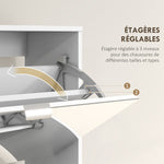 Meuble à chaussures 2 en 1 façades miroir 4 portes abattants, étagères réglables, jusqu'à 24 paires, 76l x 26P x 168H cm