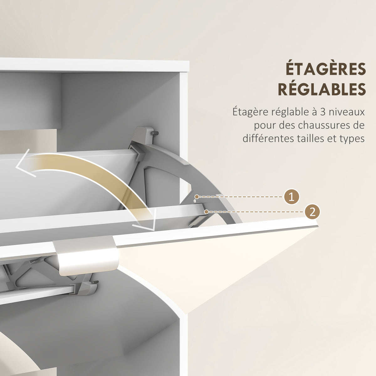 Meuble à chaussures 2 en 1 façades miroir 4 portes abattants, étagères réglables, jusqu'à 24 paires, 76l x 26P x 168H cm