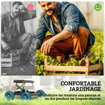 Siège de jardin sur roues tabouret de jardinage plateau à outils pour désherber planter 50 x 49 x 32 cm vert foncé