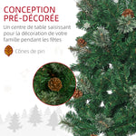 Sapin arbre de Noël artificiel 195 cm 556 branches avec 27 pommes de pin+ support pied pliable vert