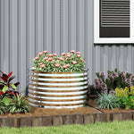 Carré potager de jardin potager surélevé, résistant à la rouille en acier galvanisé 160 x 80 x 56 cm argent
