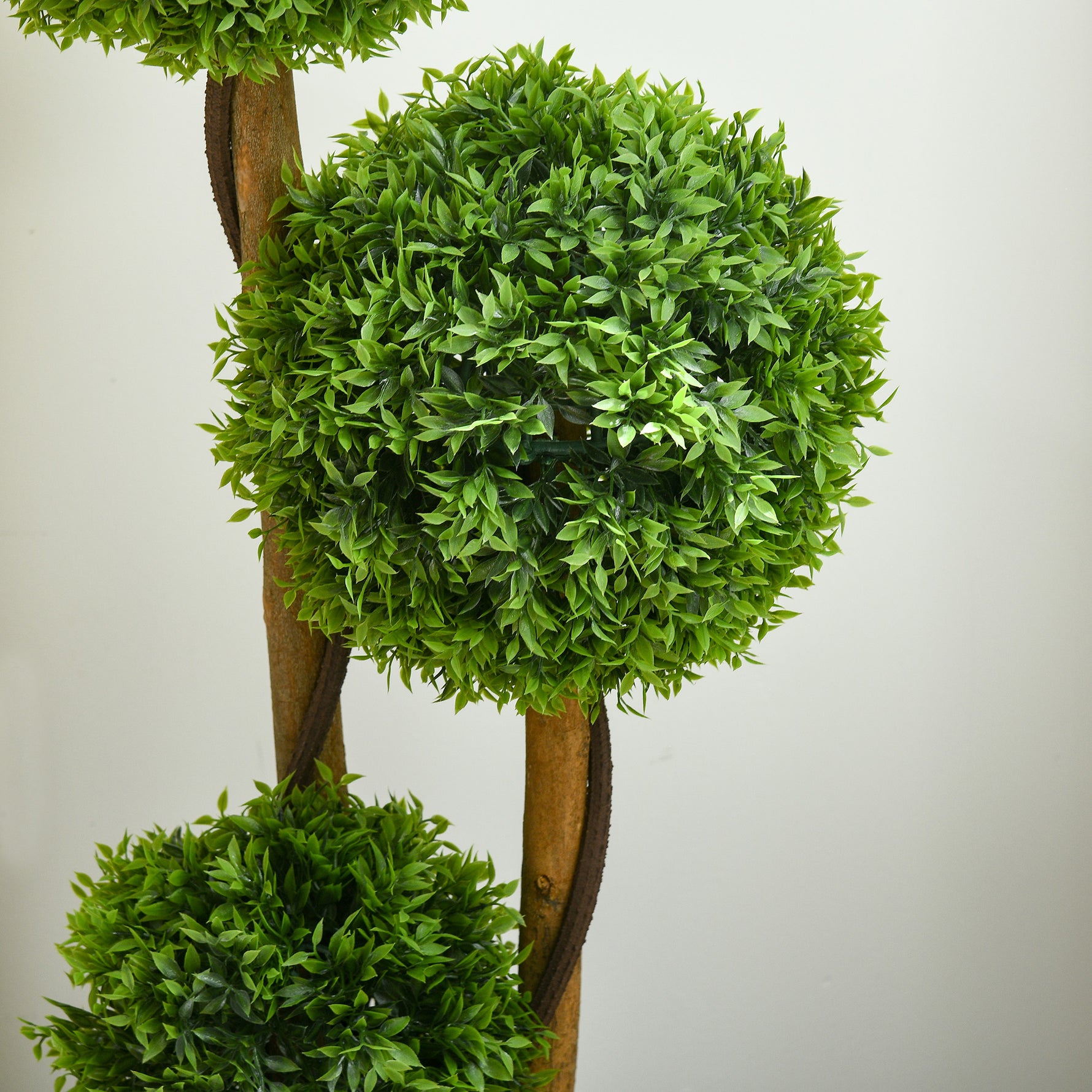 Arbre artificiel buis avec 3 boules feuilles de bambou pot inclus intérieur et extérieur hauteur 110 cm vert