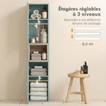 Mobile a colonna per bagno, mobiletto, 2 ante, scomparto e ripiani regolabili, 30x24x140cm, verde