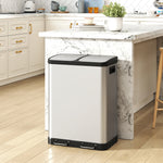 Poubelle de cuisine à double compartiment 2 x 30L avec pédale en acier inoxydable, couvercle à fermeture douce, argent