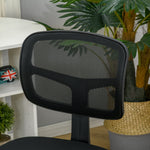 Chaise de bureau sans accoudoirs, fauteuil de bureau en maille, hauteur réglable, assise rembourré, pivotant 360°, noir