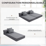 Chauffeuse canapé-lit convertible fauteuil 1 place avec 1 coussin déhoussable, tissu gris