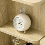 Kaptafelset met make-uptafel, gestoffeerde kruk, grote spiegel, meerdere open planken + 4 lades, naturel hout