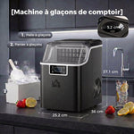 Macchina per il ghiaccio, 20 kg in 24h, 24 cubetti in 14-18 min, ice maker con funzione autopulente, 25,2x36x37,1cm, nero