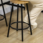 Ensemble table haute et 4 tabourets avec Repose-Pieds, métal noir et aspect bois pour cuisine salle à manger