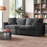 Sofá de 3 plazas de 212 cm con 2 cojines de muelles, tejido de pana, para salón, dormitorio, oficina en casa, gris oscuro