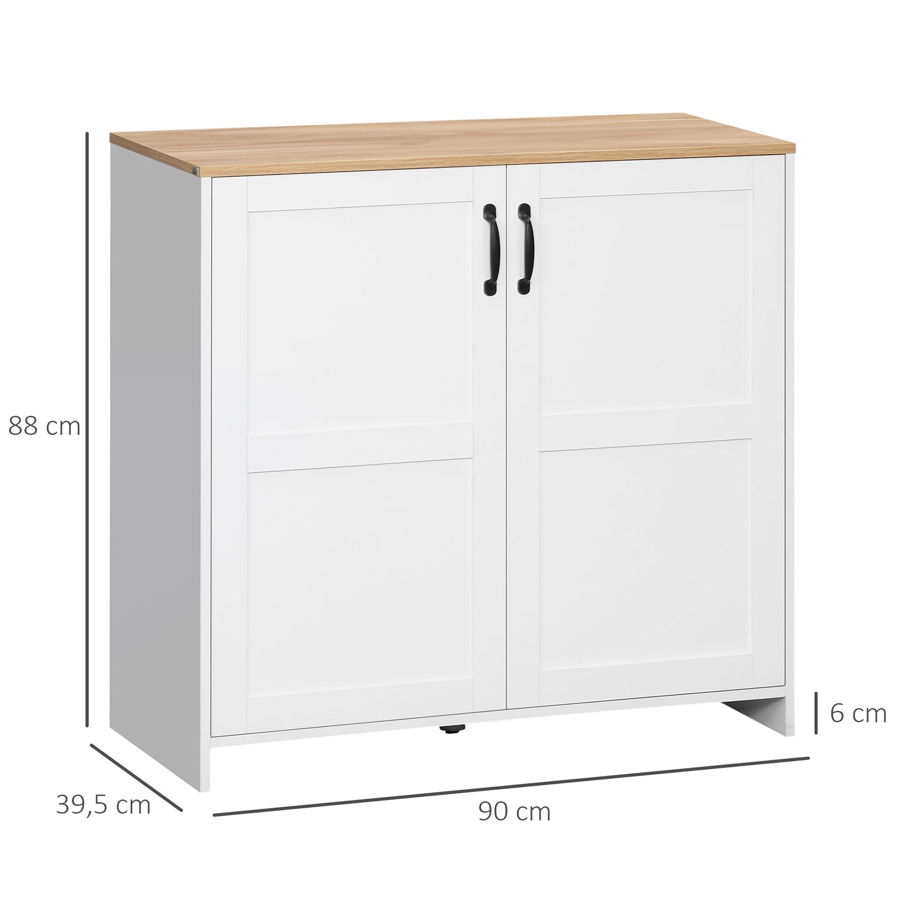 Meuble de rangement buffet cuisine avec 2 portes et 2 étagères réglables 90 x 39,5 x 88 cm
