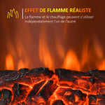Cheminée électrique Effet de Flamme Style néo rétro Thermostat 1000-2000 W Noir Or