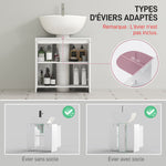 Meuble sous vasque 2 portes avec étagère réglable armoire de rangement pour lavabo 60l x 30P x 60H cm blanc