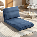 Fauteuil de sol canapé paresseux fauteuil convertible en lit inclinable 90° à 180° tissu - 70 x 72 x 56 cm - bleu foncé