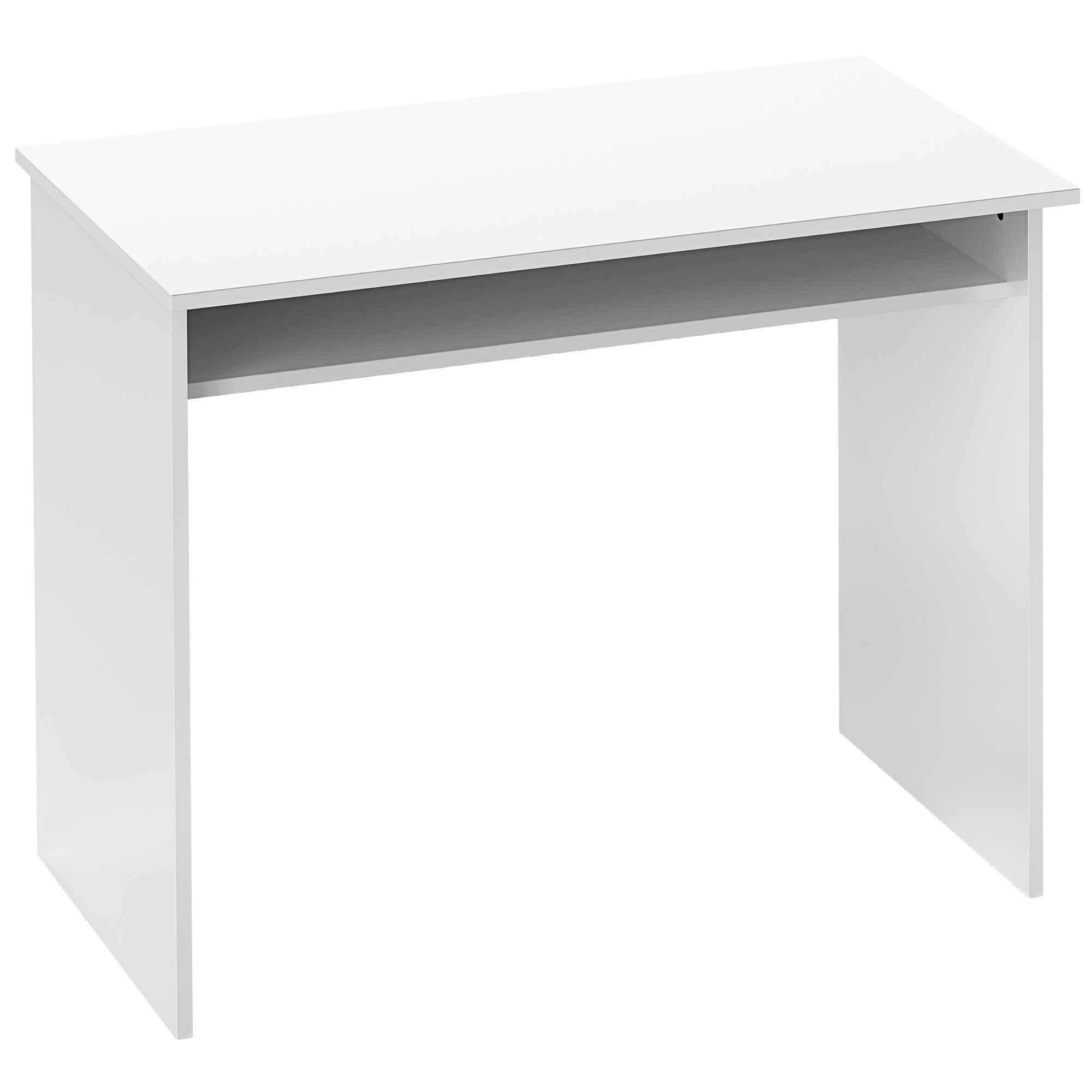 Ordenagailu-mahaia, soila, estilizatua eta trinkoa, apal 1, partikula-taulak, neurriak: 90L x 50S x 74G cm, zuria lakatua