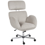 Chaise bureau ergonomique en velours, fauteuil de bureau avec dossier haut, appui-tête réglable et accoudoirs, gris
