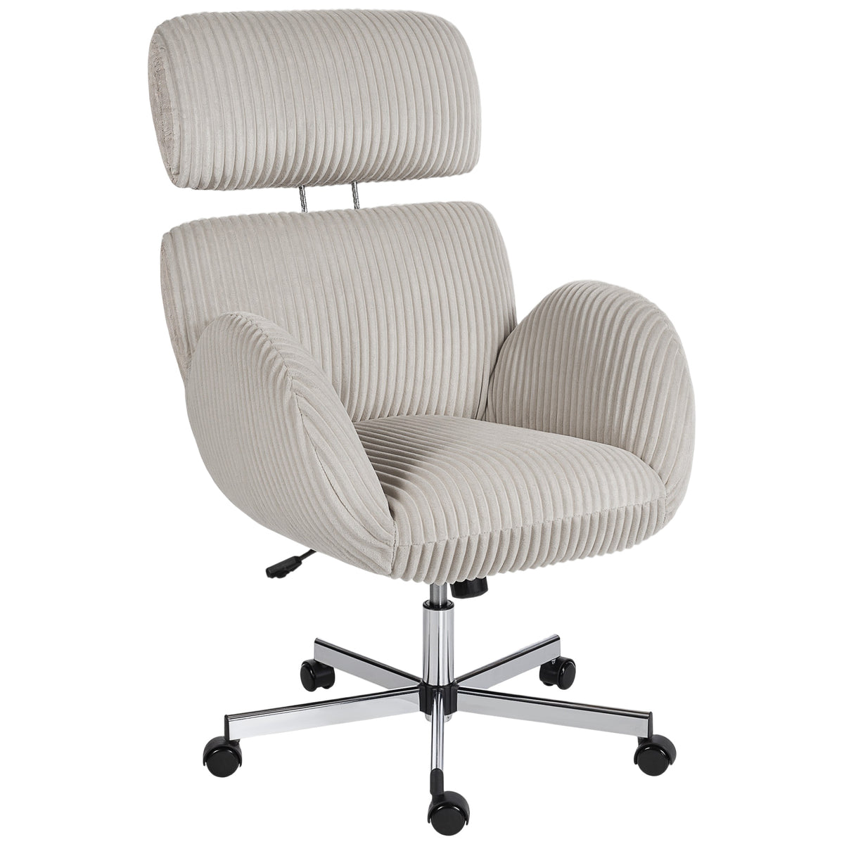 Chaise bureau ergonomique en velours, fauteuil de bureau avec dossier haut, appui-tête réglable et accoudoirs, gris
