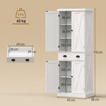 Aparador alto de cocina, armario de cocina con 4 puertas, cajón y estantes ajustables, estilo rústico, 62x38x173cm, blanco