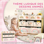 Étagère de rangement enfant étagère à 3 niveaux avec 9 boîtes en tissu non tissé 93 x 30 x 70 cm jaune-5