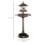 Bain d'oiseaux Abreuvoir pour Oiseaux jardinière 3 en 1 dim. Ø 50 x 113H cm polypropylène bronze antique