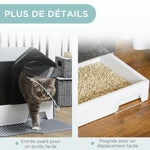 Maison de toilette bac à litière pour chat design maisonnette avec pelle, filtre et tapis dim. 47L x 45l x 42H cm
