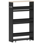 Chariot de rangement à 3 niveaux chariot de stockage étagère sur roulettes avec poignée - 48 x 15 x 80 cm noir