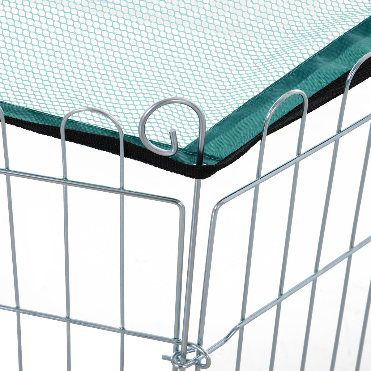 Parc pour chien, enclos chien 6 panneaux avec toit, modulable et pliable, enclos portable 60H cm avec porte, clôture pour chat, chiens de petit taille, intérieur et extérieur, argent, vert