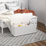 Storage chest, storage bench with flip-top lid and safety hinges, shoe bench, entryway furniture, hallway, bedroom, living room, 100 x 40 x 40 cm, white