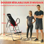 Table d'Inversion Pliable en Acier, Inversion 0-90°, Verrou de Cheville Réglable, 122x59x130cm, Rouge