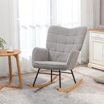 Fauteuil à bascule rocking chair revêtement bouclette structure en acier 71 x 98 x 101 cm Gris clair