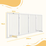 Barrière de sécurité modulable pliable pour animaux de compagnie avec pied de support, bois massif, 206 x 35,5 x 76 cm