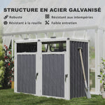Abri pour 2 poubelles 240L cache poubelle extérieur couvercle relevable 180° acier galvanisé 146x81x122cm gris foncé