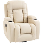Fauteuil inclinable de massage et chauffage, fauteuil de relaxation, dossier réglable, pivotant 360°, 82x99x103cm, crème