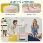 Parcours motricité bébé jouet d'escalade modulable 8 pièces housse lavable en velours 51 x 40 x 40 cm multicolore