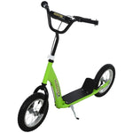 Trottinette patinette Enfants à partir de 5 Ans Grandes Roues Guidon réglable poignée Frein et béquille Acier Vert
