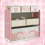 Meuble de rangement enfant avec 6 boîtes amovibles en tissu non tissé Organisateur de jouets, étagère 63L x 30l x 66H cm