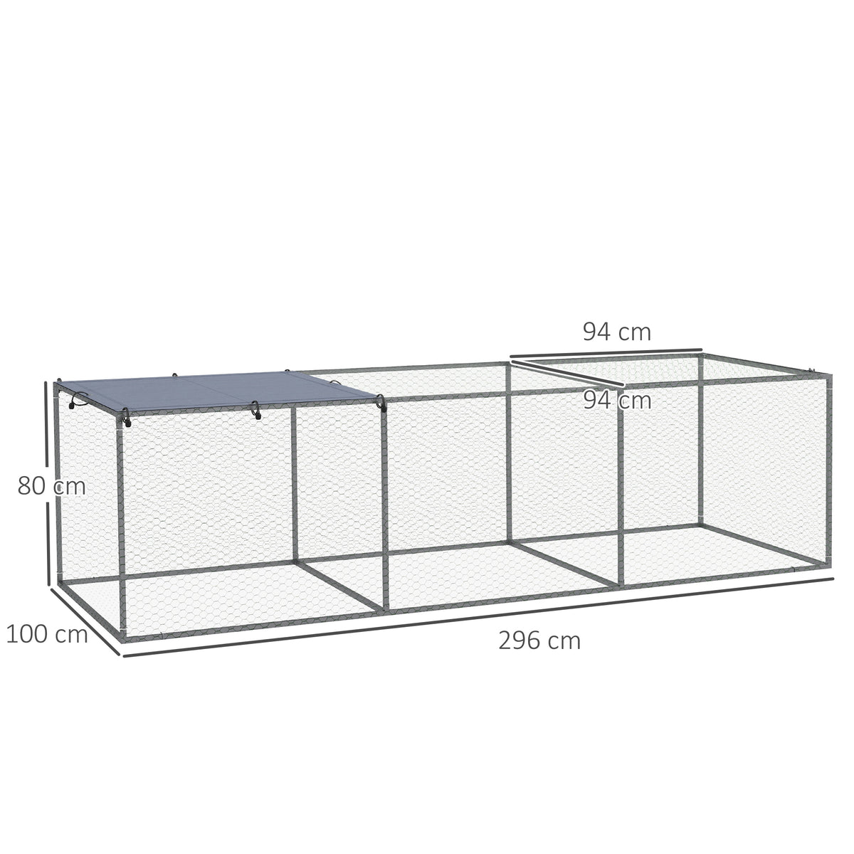 Enclos poulailler cage clapier extérieur 3 m² pour petits animaux dim. 3 x 1 x 0,8 m acier galvanisé