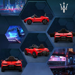 Voiture électrique pour enfants sous licence Maserati MC20 12V, Télécommande, LED, Musique et Klaxon, 3 à 6 Ans, rouge