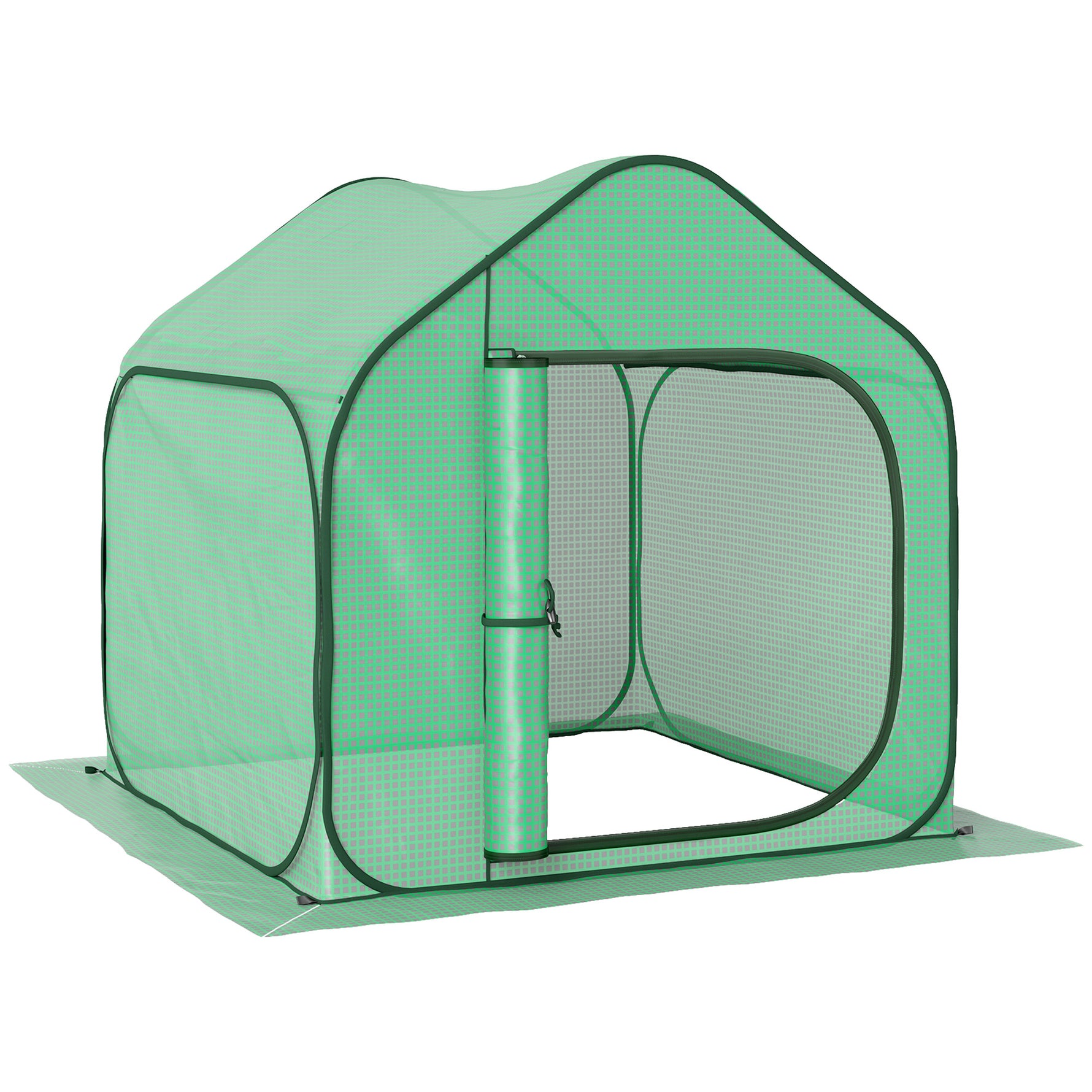 Mini serre pop-up petite serre légumes plante fleurs avec porte à fermeture éclair en PE 150 x 148 x 148 cm vert