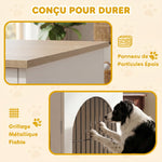 Cage pour Chien Meuble Cage Chien Intérieur Arche avec Double Porte comme Table d'Appoint en Métal 80x56x59cm Blanc
