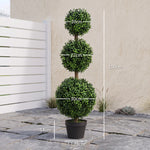 2er-Set künstliche Buchsbaum-Topiary-Bäume, 101,6 cm, 3 Kugeln, künstliche Pflanze aus PE, grün, mit Topf für innen und außen
