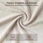 Chaise Bureau Ergonomique, Fauteuil de Bureau Inclinable en Chenille, Hauteur Réglable, Repose-Pieds, Crème