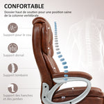 Chaise de bureau fauteuil de bureau avec fonction bascule roulettes pivotantes 360° 66 x 75,5 x 115,5-124,5 cm marron