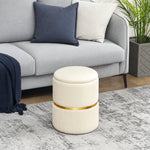 Poef voetenbank opbergkist van corduroy 36 x 36 x 44 cm voor woonkamer slaapkamer beige
