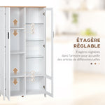 Buffet de cuisine armoire de cuisine meuble vitrine 7 étagères dont 3 étagères en verre 76 x 36 x 160 cm blanc