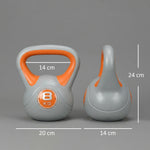 Kettlebell 8 kg, haltère avec poignée ergonomique, haltère à boule, musculation, entraînement, 20 x 14 x 24 cm, orange