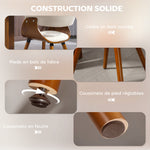 Lot de 2 chaises de salle à manger, chaises de cuisine rembourrées avec dossier incurvé et pieds en bois massif, beige